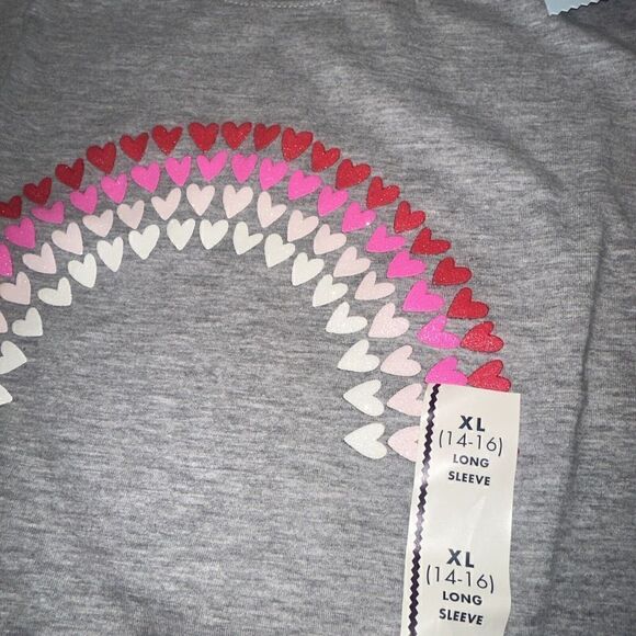 Girls' 'Heart Rainbow' Long Sleeve Graphic T-Shirt - Cat & Jack Heather Gray. U - Picture 3 of 4